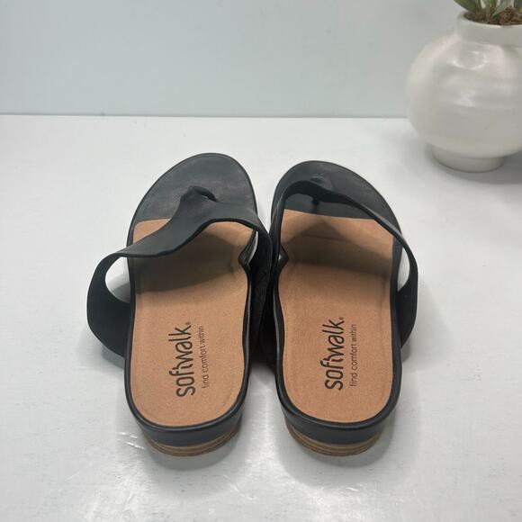 Softwalk Chandler Leather Thong Sandals Black S2306-001 Women's 12W NWOB - Picture 4 of 9